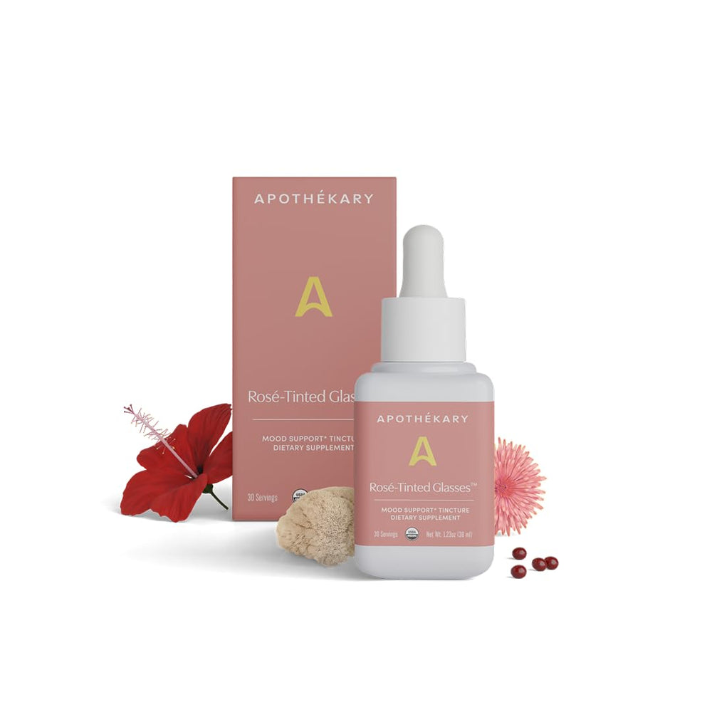 Apothekary Rosé-Tinted Glasses bottle label on white background