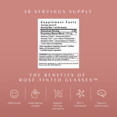 Dropper dispensing Rosé-Tinted Glasses herbal liquid