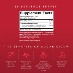 Close-up of Sugar Kick bottle label and dropper