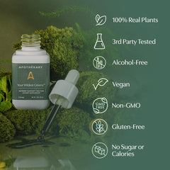 Vegan plant-based icon with greens imagery