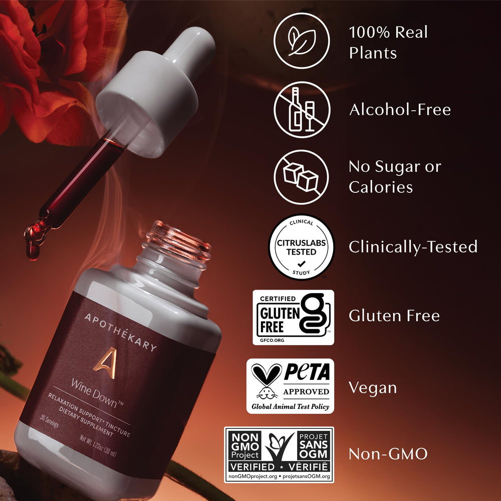 Wine Down made in USA with vegan and gluten-free certifications