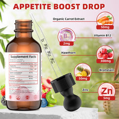 Appetite Booster Drops bottle label close-up