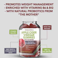USA-made natural flavor Apple Cider Vinegar gummies label