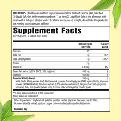 Back label of Applied Nutrition Green Tea Fat Burner 30-softgels pack