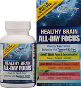 Bottle front view of Applied Nutrition Healthy Brain All-Day Focus tablets