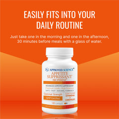 Lifestyle image showing Approved Science Appetite Suppressant packaging