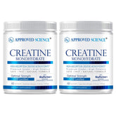 Front view of Approved Science Creatine Monohydrate with BioPerine 2-pack