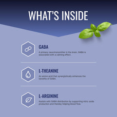 GABA+ ingredients highlighting GABA 600 mg and BioPerine