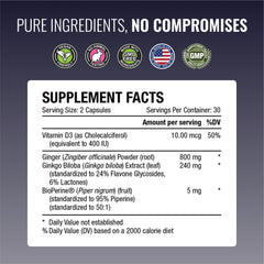 Vitamin D3 and BioPerine capsules for absorption