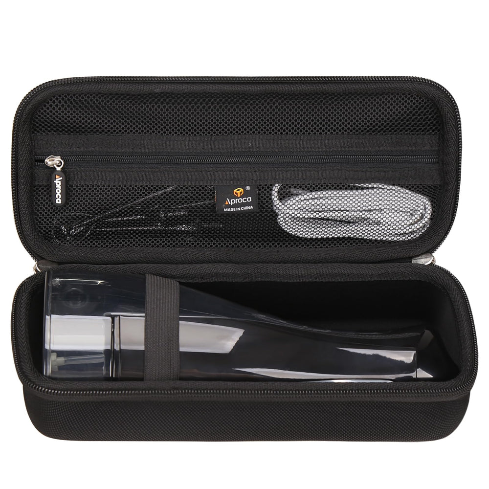 Aproca black hard travel case opened to show exterior and interior layout for COSLUS F5020E