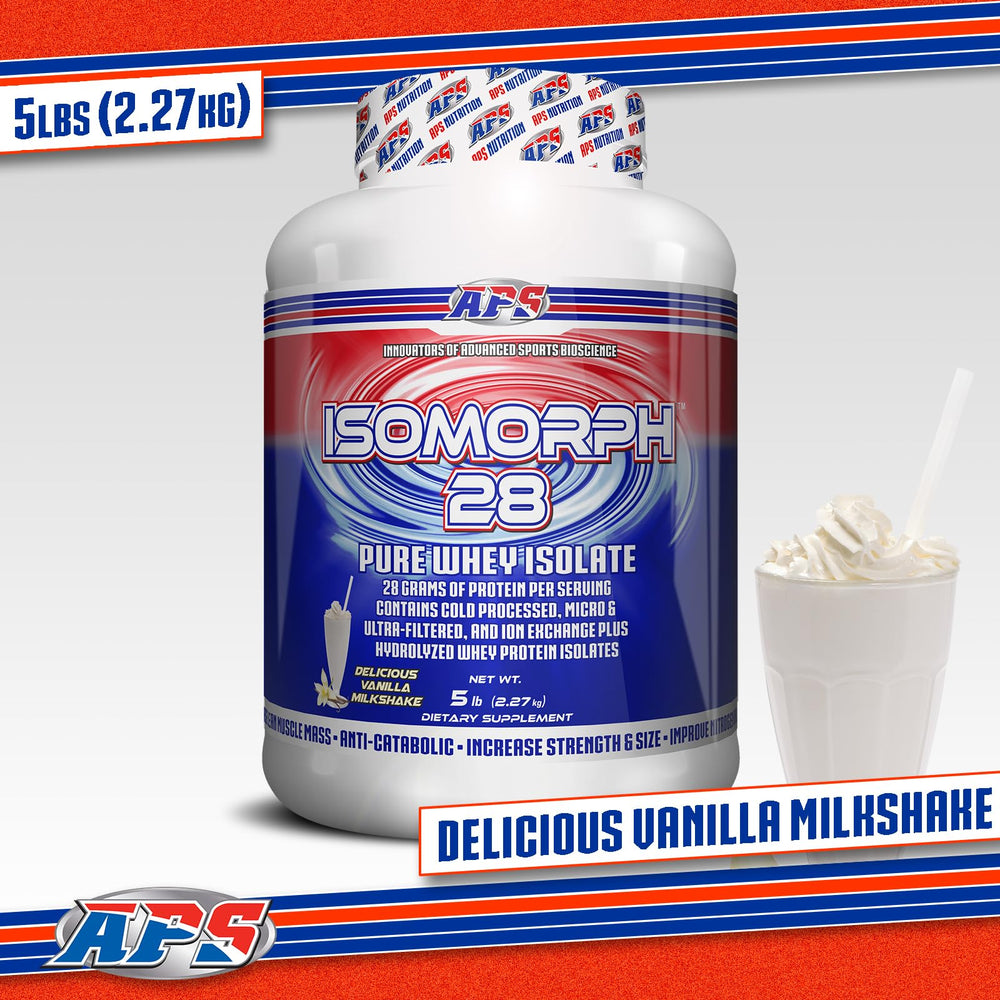 APS Nutrition Isomorph 28 label closeup underscores purity and GMP-backed manufacturing for freshness