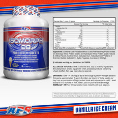 APS Nutrition Isomorph 28 vanilla ice cream flavor tub for creamy, low-fat protein shakes.