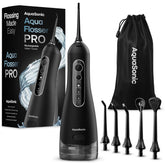Front view of AquaSonic Aqua Flosser PRO in black