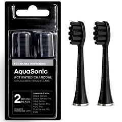 Front view of AquaSonic Activated Charcoal Brush Heads 2-Pack