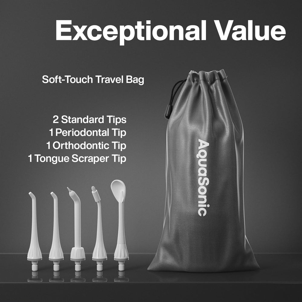 Travel bag included with AquaSonic water flosser