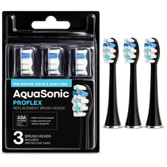AquaSonic ProFlex 3-pack replacement brush heads in black