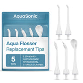 AquaSonic replacement tips 5-tip set in white