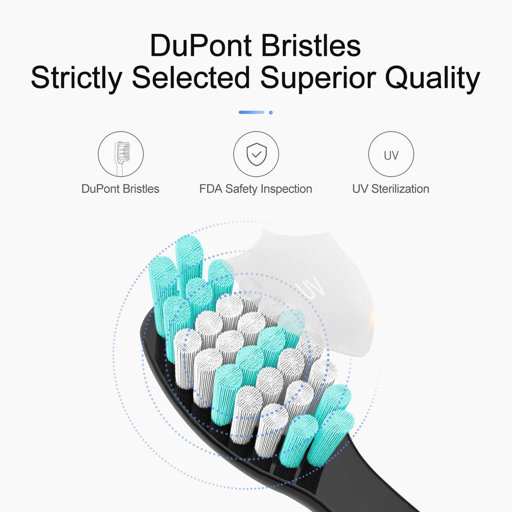 Close-up of AquaSonic replacement brush head bristles (0.152 mm round-tip)