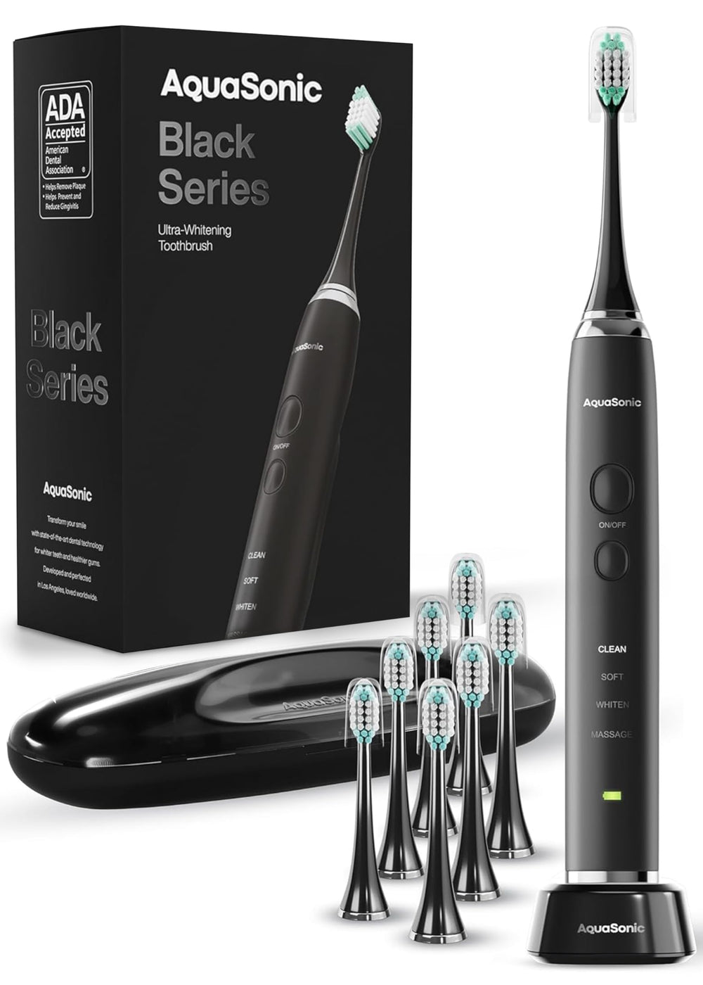 Aquasonic Black Series Ultra Whitening Toothbrush front view