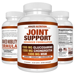 Arazo Nutrition ingredients text highlight glucosamine chondroitin turmeric msm boswellia.