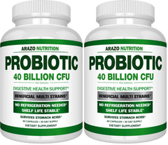 Arazo Nutrition Probiotic 40 Billion CFU bottle – 2-pack (front view)