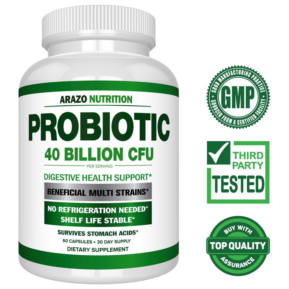 Back of Arazo Nutrition Probiotic 40B CFU bottle