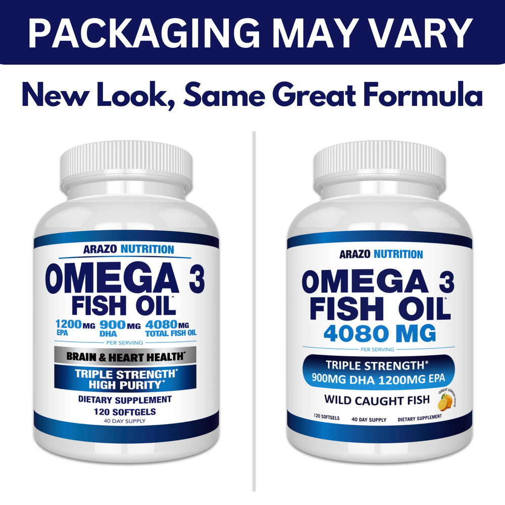Packaging box and bottle of Arazo Omega-3 Fish Oil