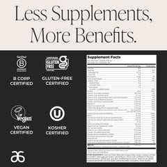 Arbonne Feelfit vanilla pea protein powder highlighting natural ingredients