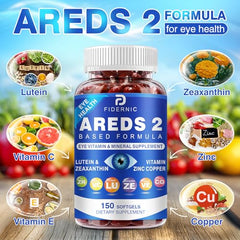 Two AREDS2 softgels representing a daily dose