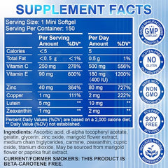 Close-up of AREDS2 bottle label showing nutrients