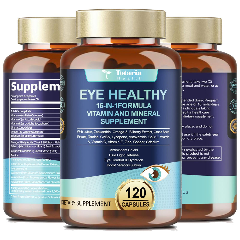 AREDS 2 Eye Vitamins bottle with Bilberry Extract and Omega-3 (120 capsules)