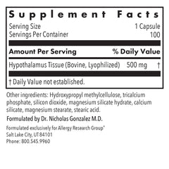 Hypothalamus supplement bottle showing 100 Vegicaps
