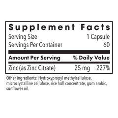 Vegetarian capsules zinc citrate supplement
