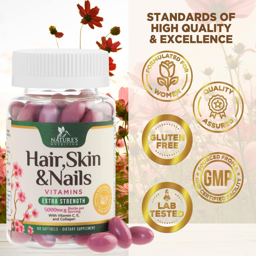 Argan oil and collagen ingredients featured in a hair growth supplement for women.