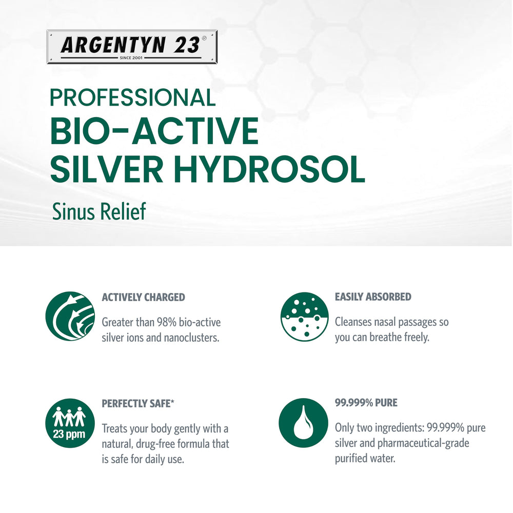 Adult using Argentyn 23 nasal spray for sinus relief