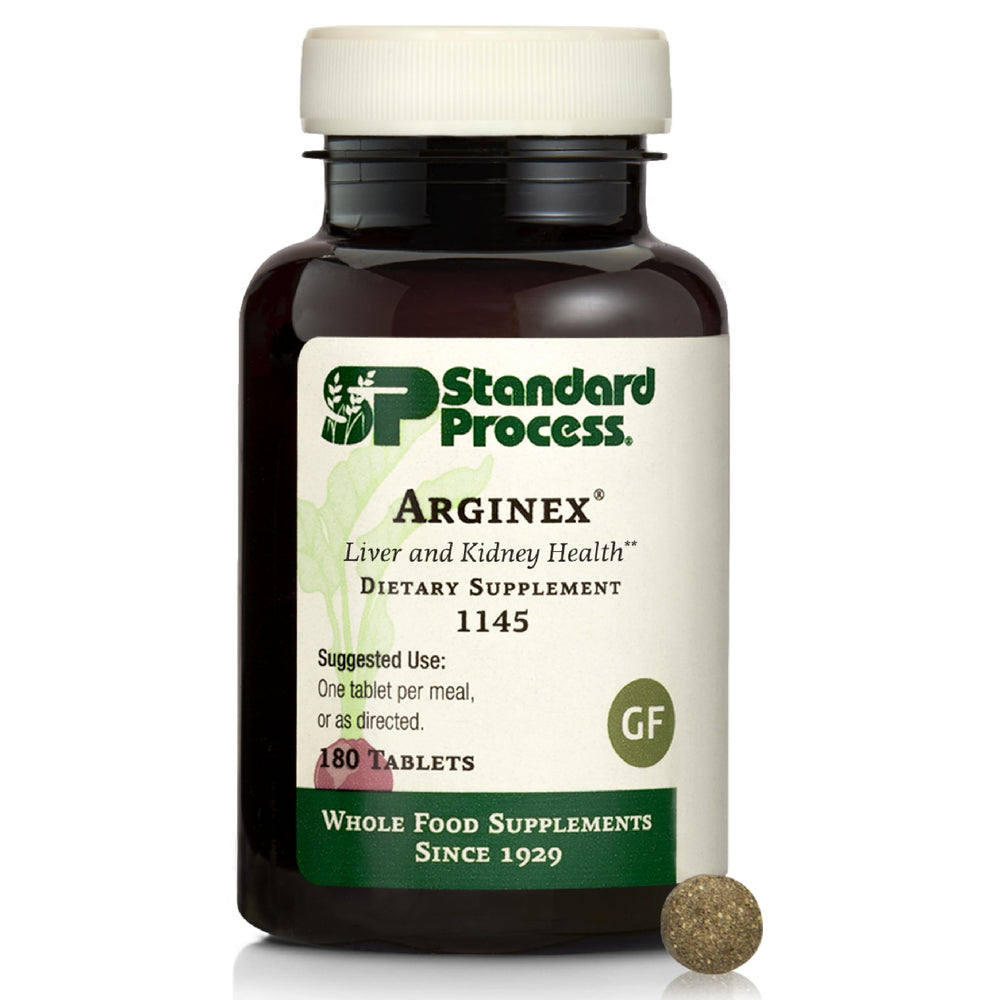Arginex whole-food supplement bottle and tablets