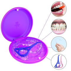 Compact purple retainer cases fitting in a pocket