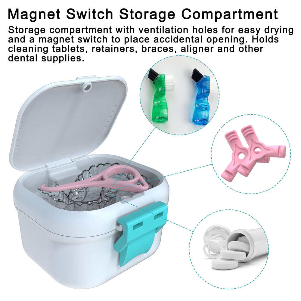Compact portable denture cleaning case profile