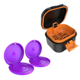 ARGOMAX leak-proof denture bath cup in black and orange