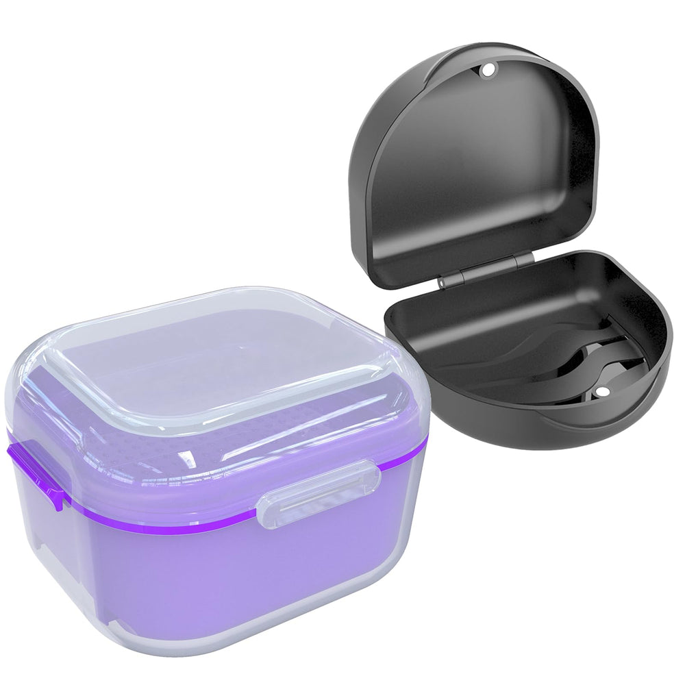 ARGOMAX denture case with translucent housing and hingeless lid