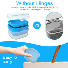 Denture case with two side hooks for easy filter removal