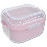 Argomax Denture Case Dark Pink with Hingeless Lid and Built-In Strainer