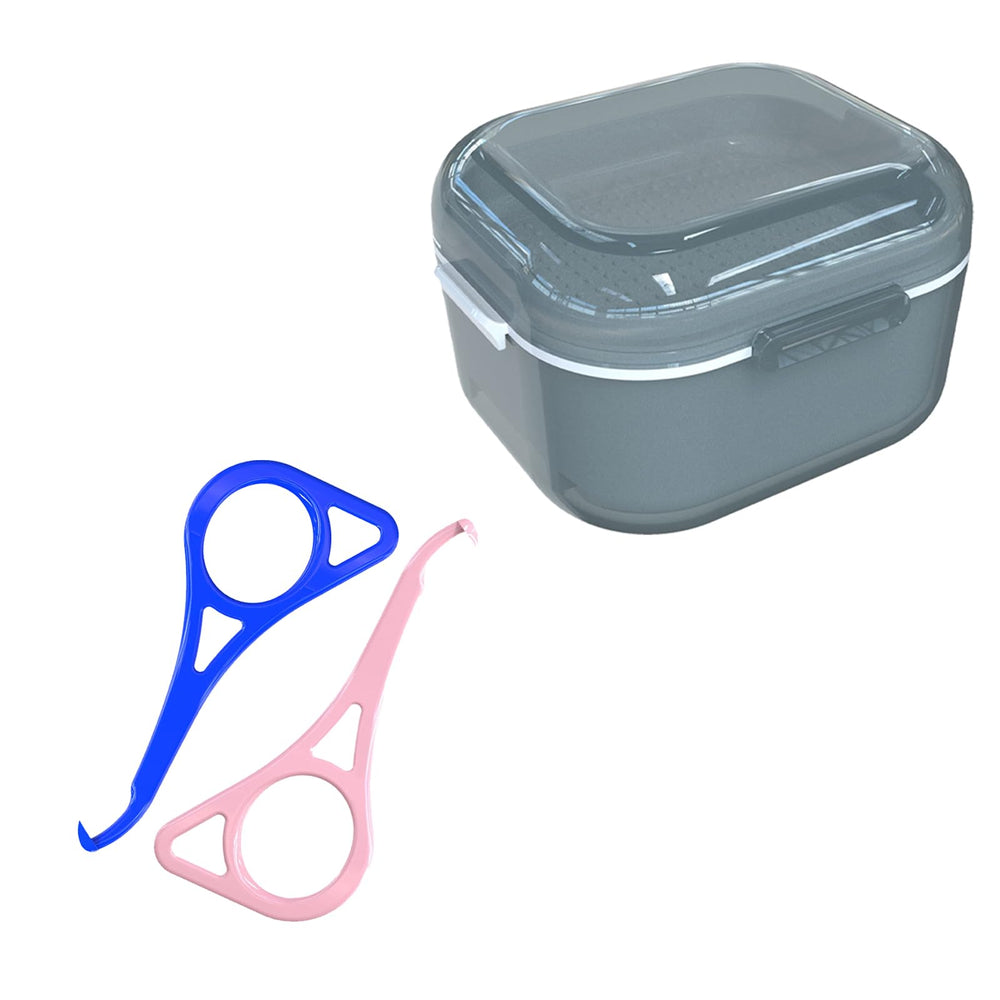 ARGOMAX denture case with translucent housing and hingeless lid