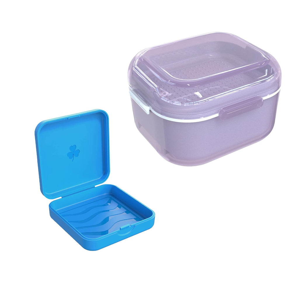 ARGOMAX denture case with translucent housing and hingeless lid