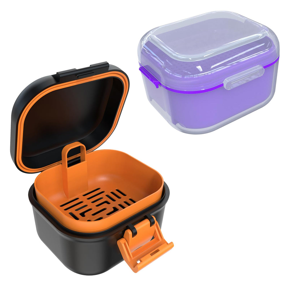 ARGOMAX denture cup in dark purple translucent housing