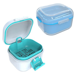 ARGOMAX denture cup in light blue for soaking dentures