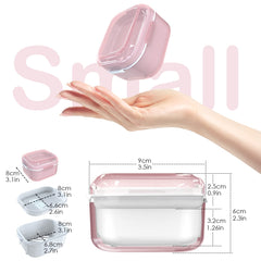 Denture cup tray and built-in strainer