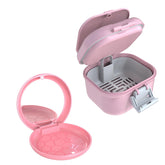 ARGOMAX leak proof denture bath cup pink and white front view