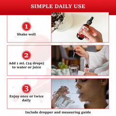 Illustration of ingredients: beet root, turmeric, hawthorn berry and more