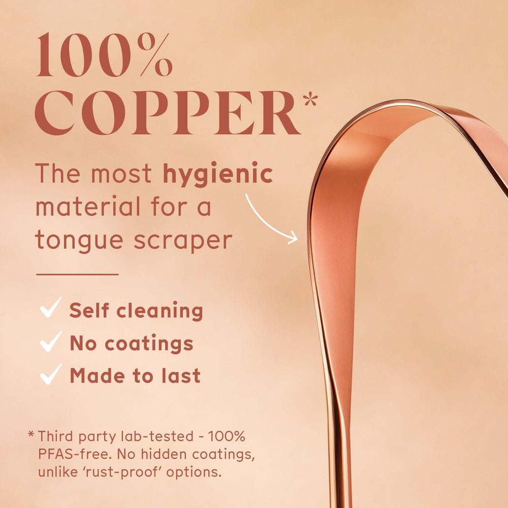 Smooth-edged U-shaped copper tongue scraper design